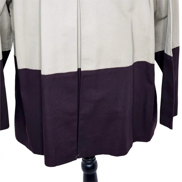 MAGGIE BARNES Womens Plus Fall Colorblock Cotton Canvas Jacket Size 1X Brown - Picture 2 of 12